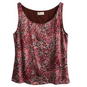 Lucetta Silk Charmeuse Shades of Red Brush Stroke Sleeveless Blouse XL EUC